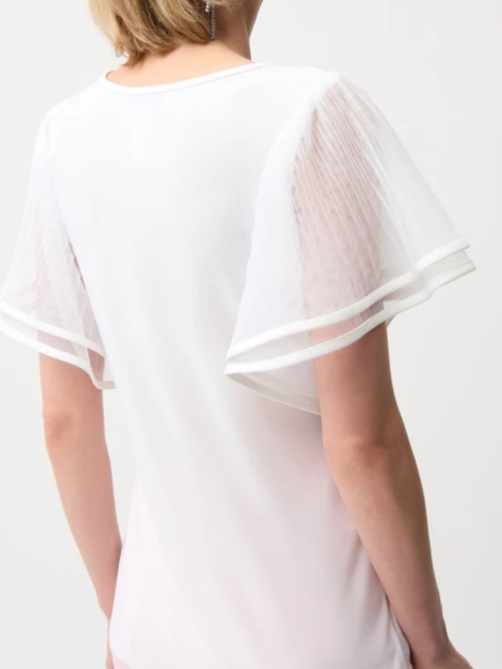 Joseph Ribkoff White Silky Mesh Bell Sleeves Top - Picture 3 of 14